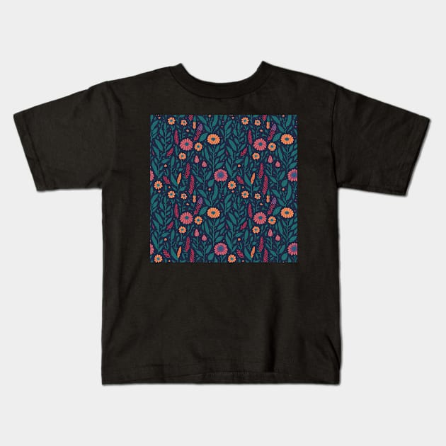 Scandinavian Summer Colorful Spring Flowers Kids T-Shirt by star trek fanart and more